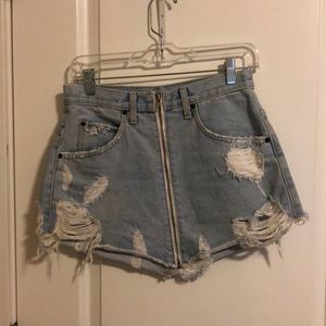 Destroyed denim skirt from Carmar Los Angeles (LF)